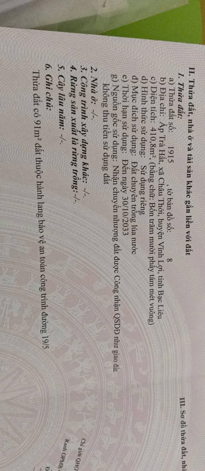 Đất nền Châu Thới, Vĩnh Lợi 350m² giá 650 triệu - Cơ hội đầu tư hấp dẫn!