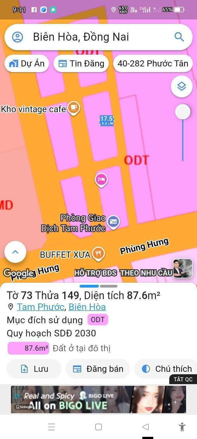 Đất nền Phùng Hưng, P.Tam Phước 87.5m² giá 1.5 tỷ - Đường nhựa thông thoáng, sổ đỏ chính chủ!
