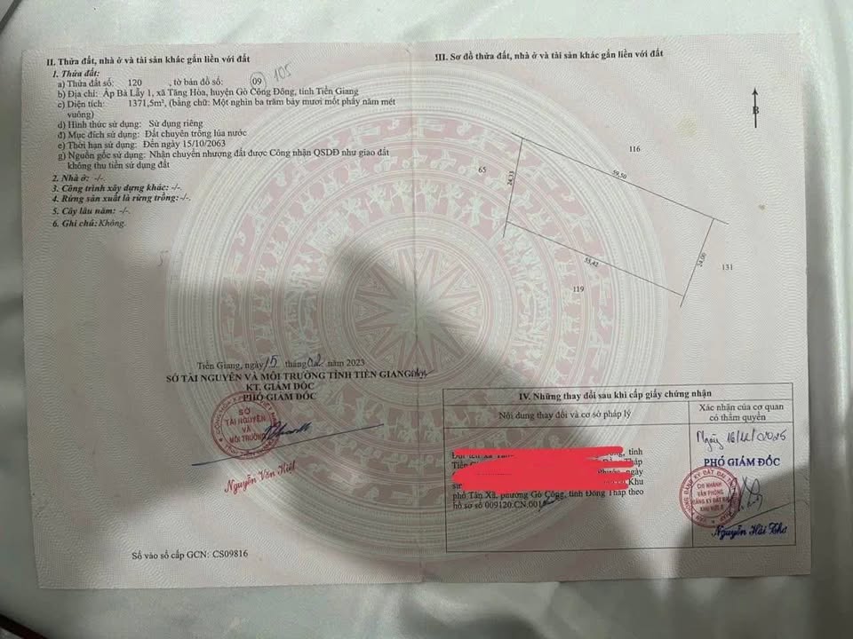 Đất lúa 1371m² tại Ấp Bà Lẫy, Tăng Hoà - Giá chỉ 180 triệu!