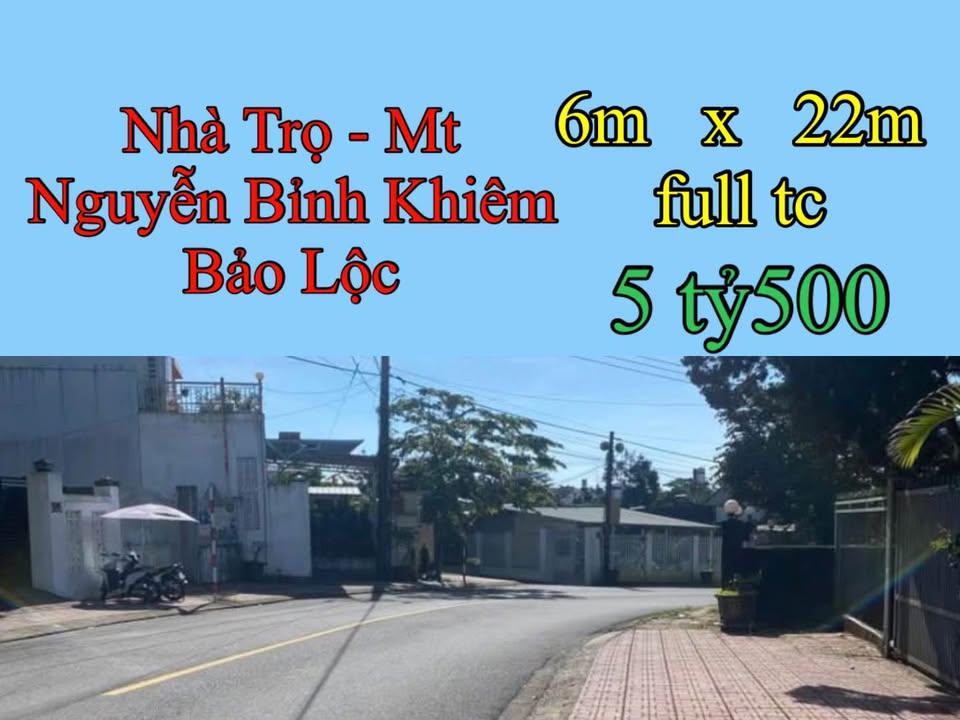 Nhà trọ mặt tiền Nguyễn Bỉnh Khiêm Bảo Lộc 132m² giá 5.5 tỷ - Đầu tư sinh lời ngay!