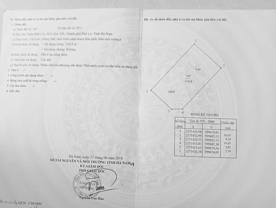 Đất thổ cư Liêm Tiết, Phủ Lý 154.4m² - Giá yêu thương chính chủ!