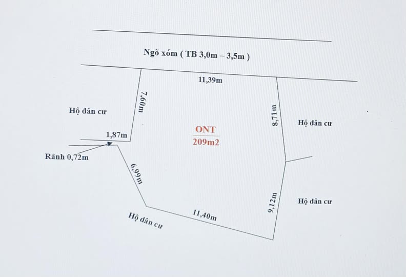 Đất thổ cư Tiên Thanh 209m² giá 2 tỷ - Cơ hội đầu tư hấp dẫn!