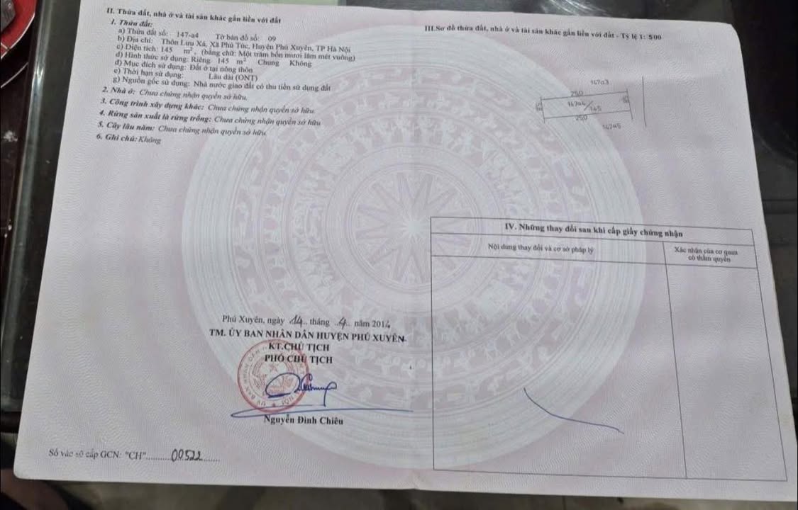 Đất nền Thôn Lưu Xá, xã Phú Túc, Phú Xuyên 145m² giá 3.915 tỷ - Đường xe tải vào tận đất!