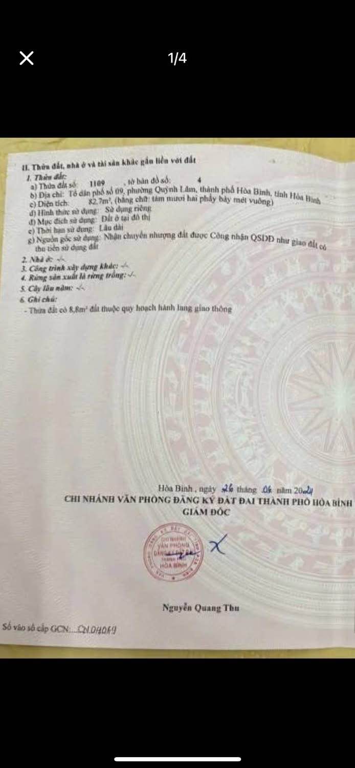 Đất thổ cư Hoàn Kiếm 82m² giá 2 tỷ - Nở hậu, hướng Tây Nam