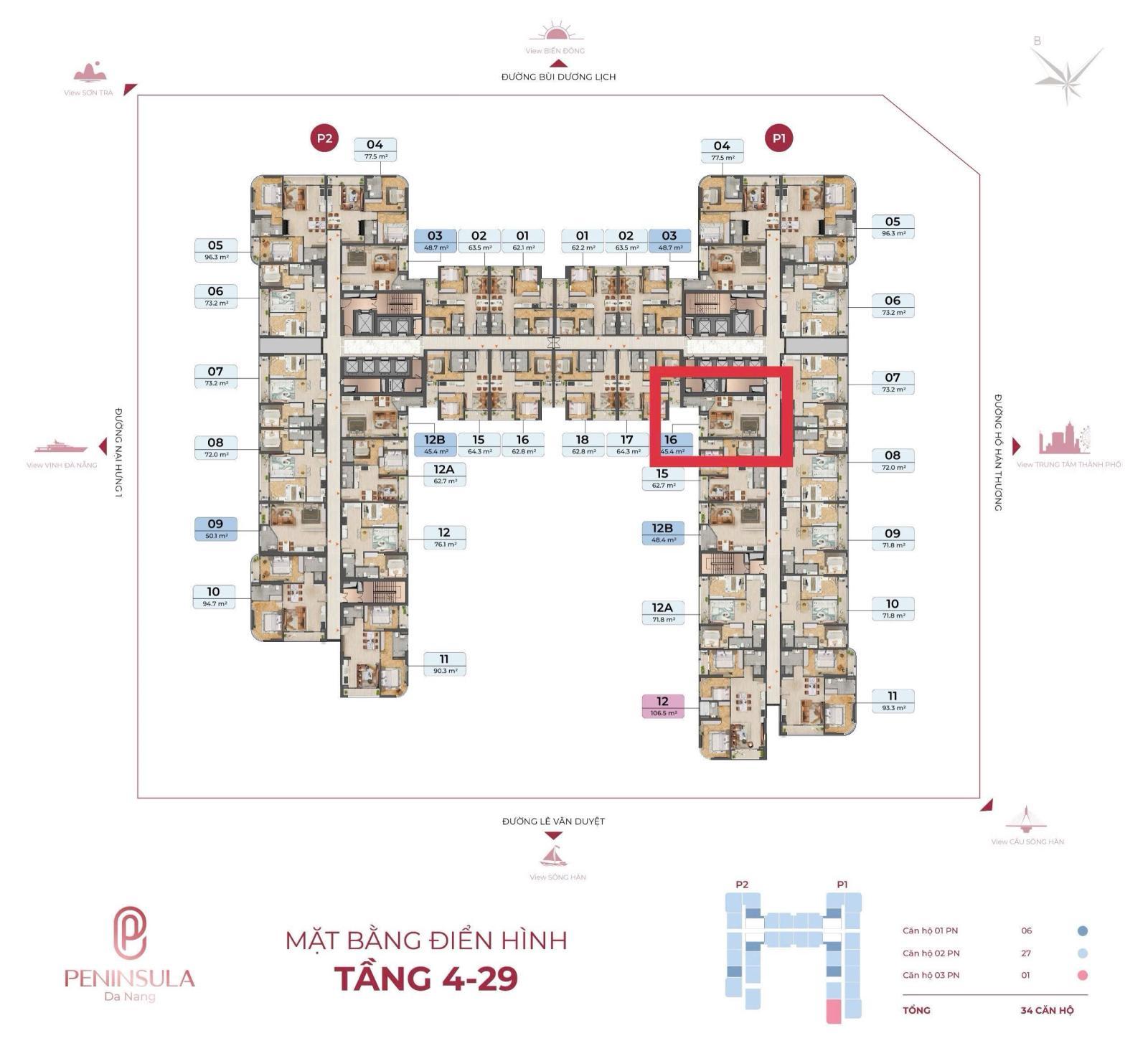 Căn hộ 1PN Peninsula Đà Nẵng 46m² giá 3,390 tỷ - View sông Hàn độc quyền!