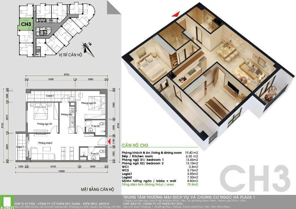 Căn hộ 2PN-2WC Ngọc Hà Diamond Phúc Yên 84.8m² giá 2.02 tỷ - Đầu tư thông minh!