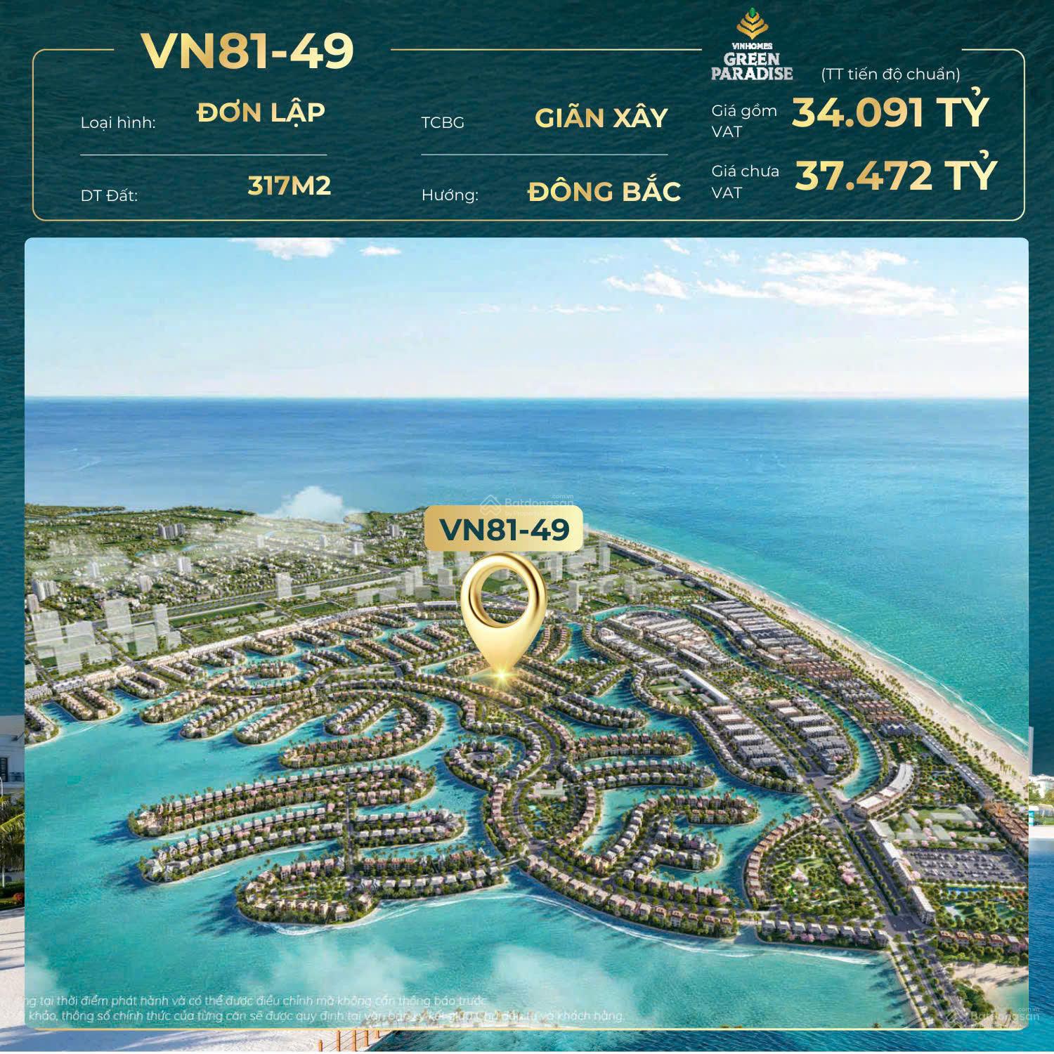 Biệt thự đơn lập Vinhomes Green Paradise 317m² giá 37.472 tỷ - Đảo riêng giữa thiên đường nghỉ dưỡng!