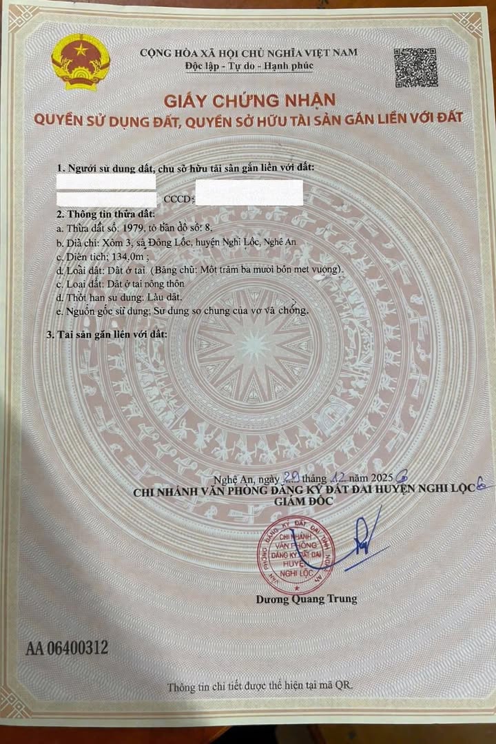 Đất thổ cư xóm 3, xã Đông Lộc 134m² - Sổ đỏ chính chủ, giá tốt!