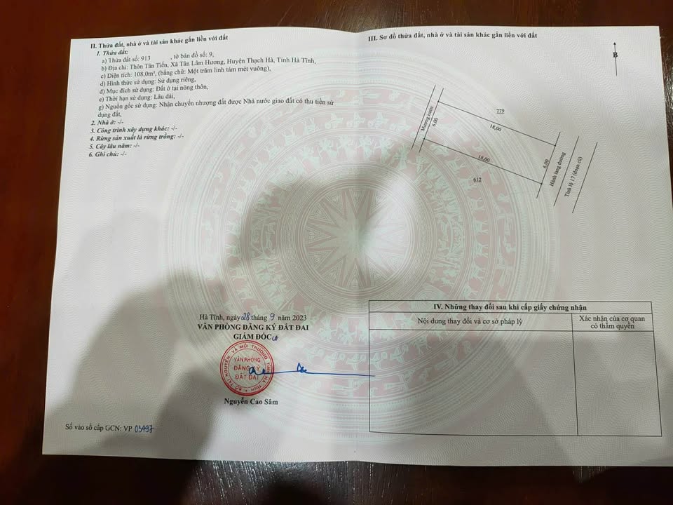 Đất thổ cư Tân Tiến Thạch Hà 108m² giá 1.6 tỷ - Đường quy hoạch rộng rãi