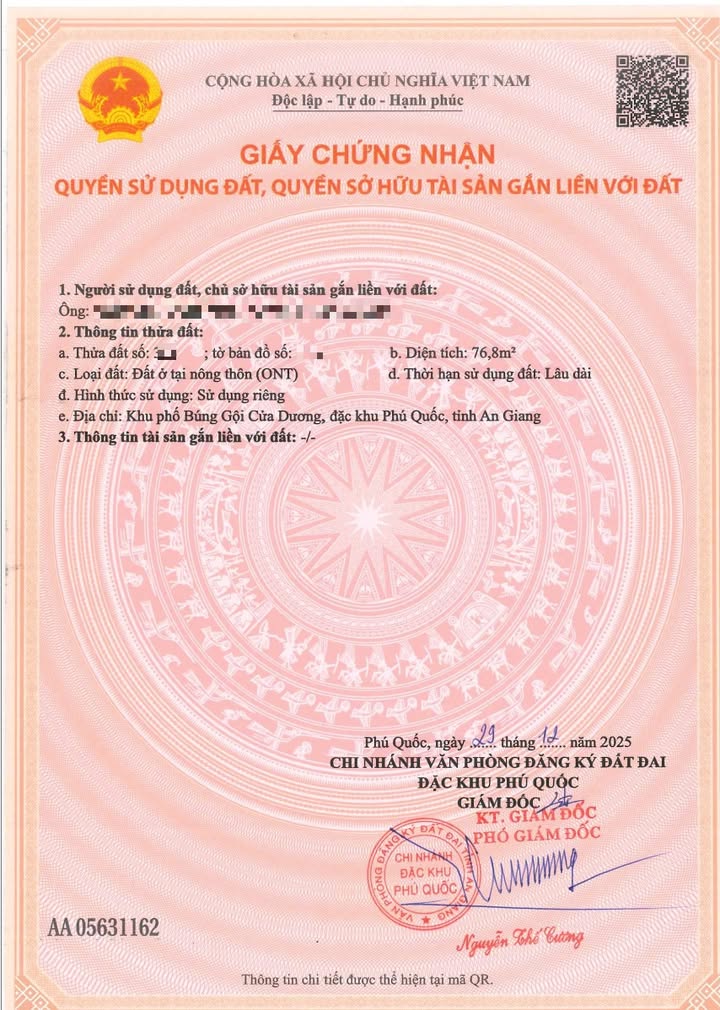 Đất thổ cư 76m² khu Tượng 3, Phú Quốc - Sổ hồng chính chủ chỉ 900 triệu!