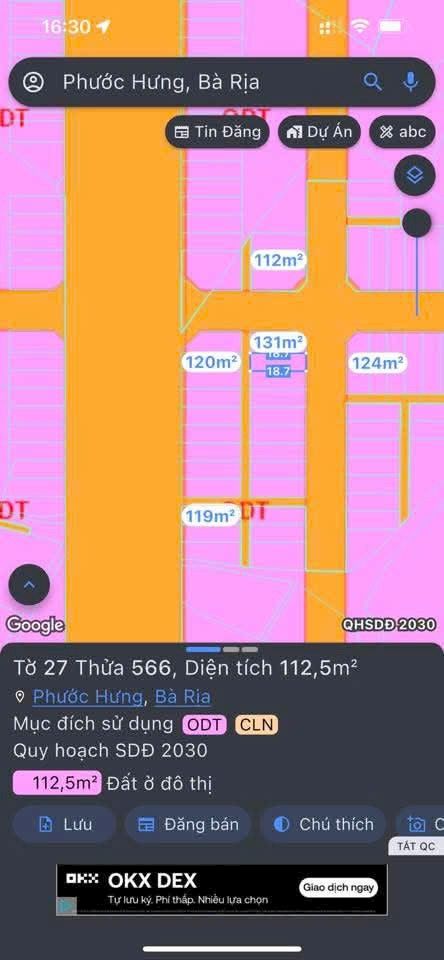 Đất thổ cư Bà Rịa - Vũng Tàu 112m² giá 2.5xx triệu - Vị trí đắc địa, thích hợp đầu tư!