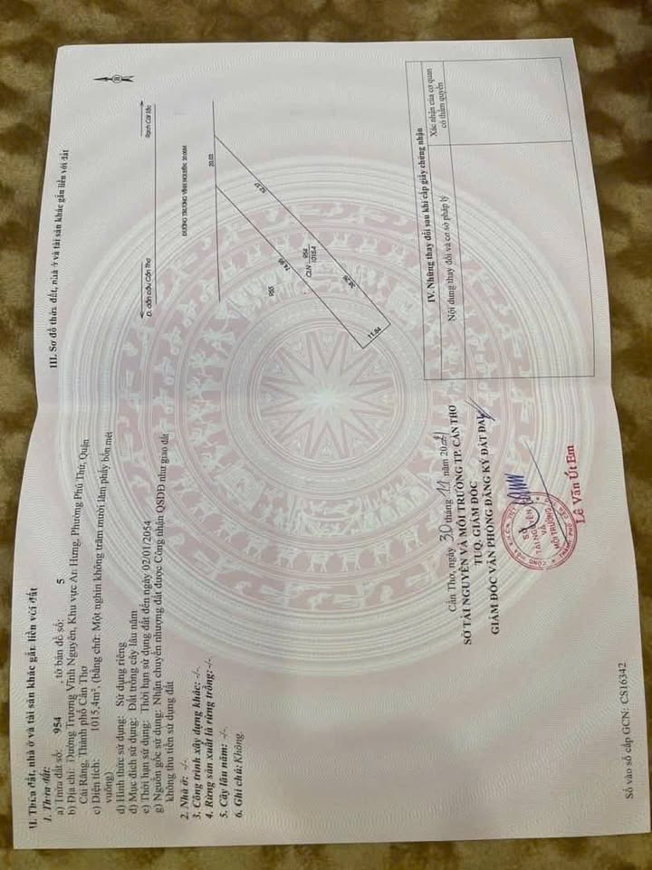 Đất nền 1015m² mặt tiền đường Trương Vĩnh Nguyên, Cái Răng - Giá 6.8 tỷ, cơ hội đầu tư tuyệt vời!