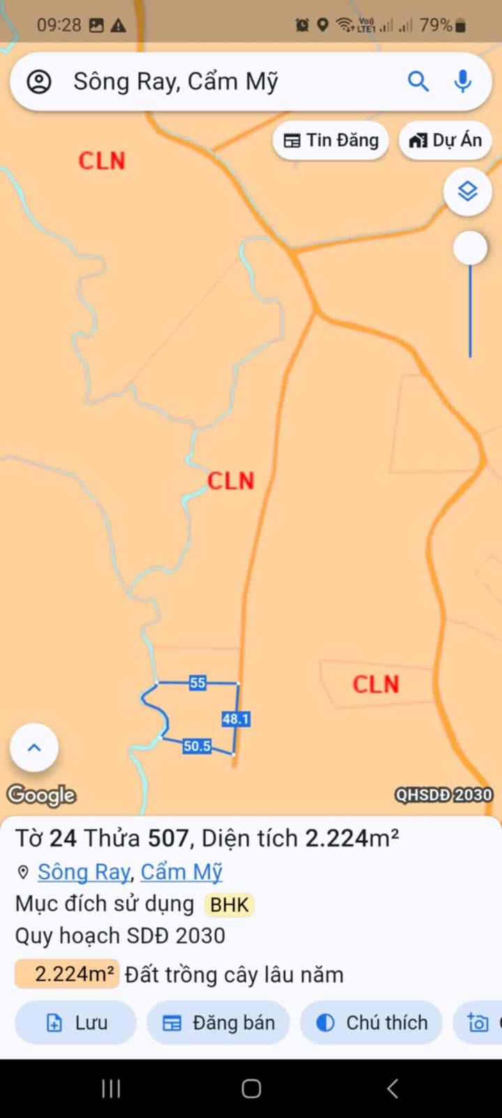 Đất nền Ấp 10, Sông Ray, Cẩm Mỹ 2.2 sào - Cần bán gấp!