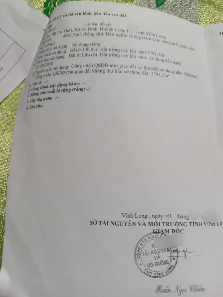 Đất An Bình Vĩnh Long 4091.5m² giá 800 triệu - Cơ hội đầu tư hấp dẫn!