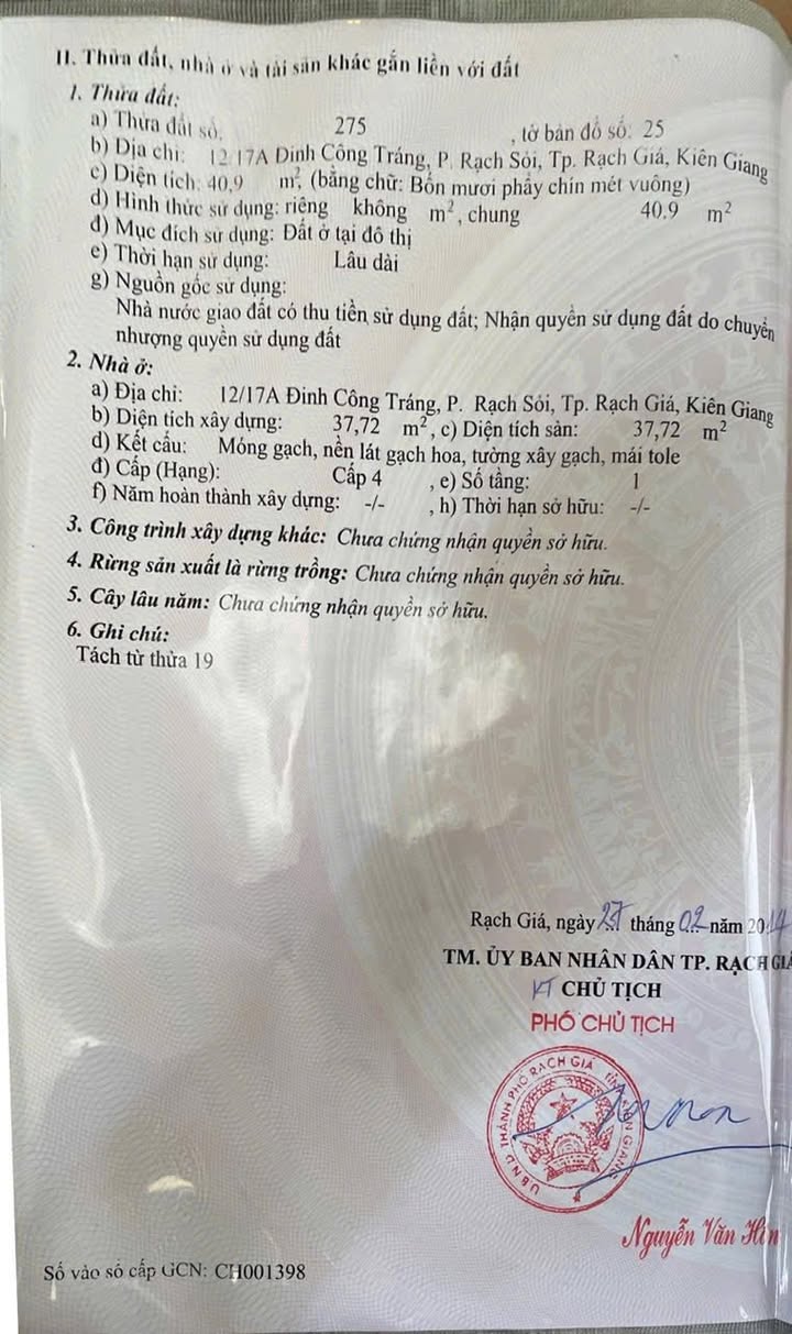 Nhà riêng Rạch Giá 40m² giá 800 triệu - Dọn vào ở ngay!