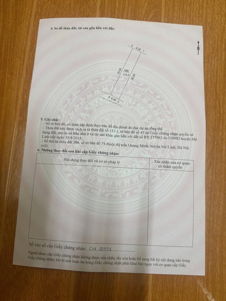 Đất thổ cư 110m² tại Quang Minh, Mê Linh - Giá tốt chỉ từ 3x triệu/m²!