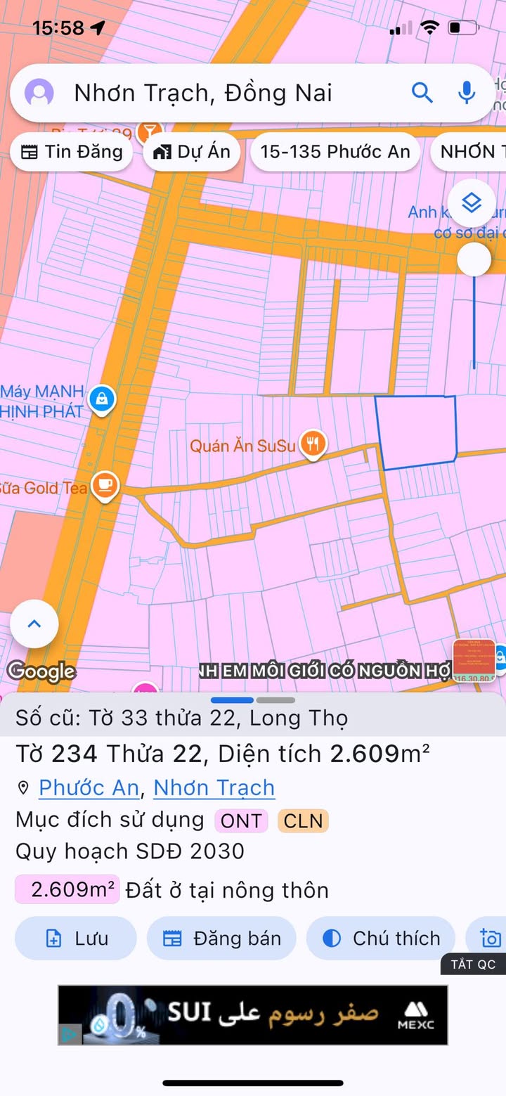 Lô đất ấp 3 Long Thọ 2609m² giá 20.3 tỷ - Đầu tư sinh lời tuyệt vời!