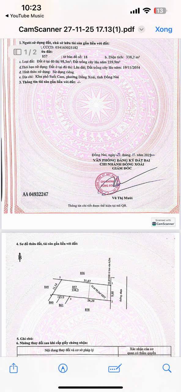 Đất nền Trần Hưng Đạo, Đồng Xoài 307.2m² giá 1.6 tỷ - Đầu tư sinh lời hấp dẫn!