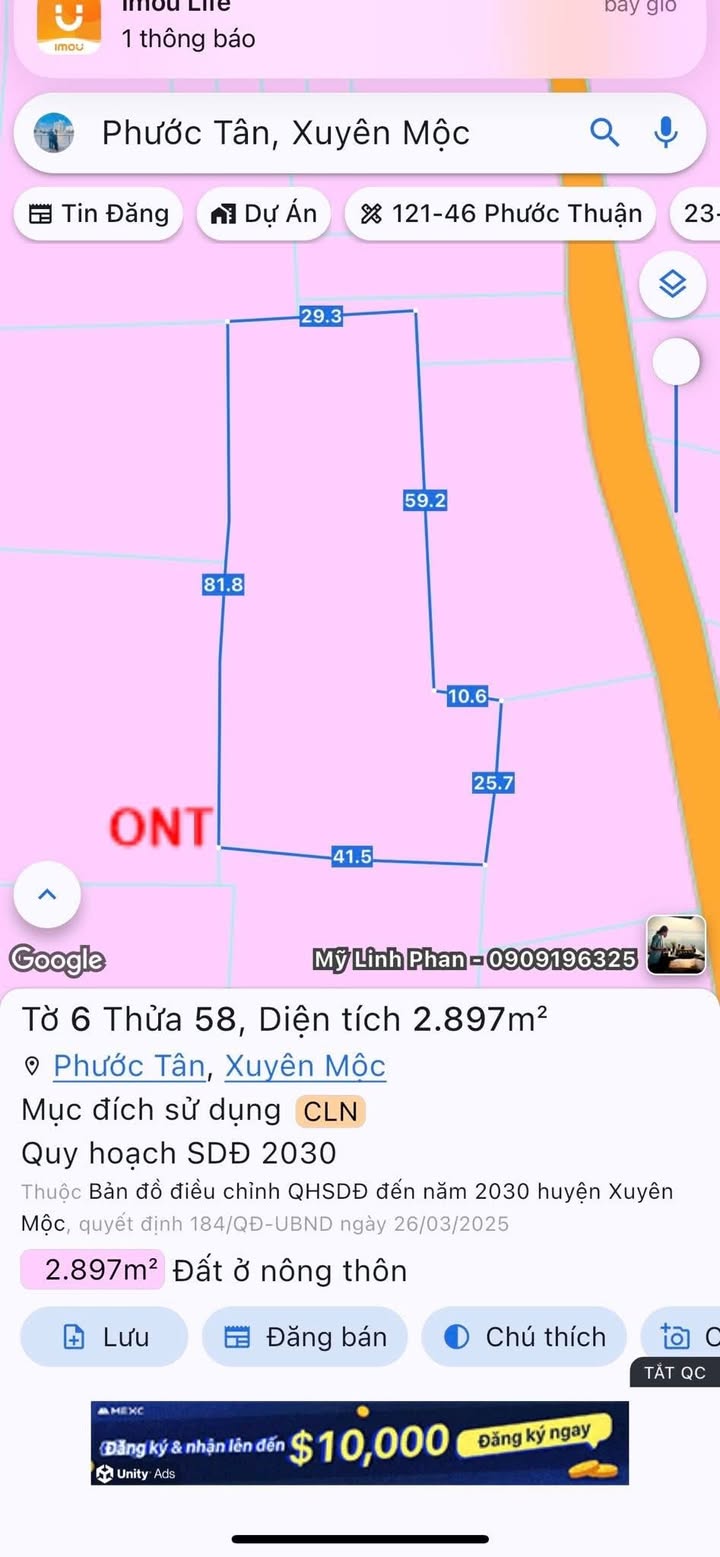 Đất nền Hồ Tràm 3000m² giá 6 tỷ - Cơ hội đầu tư sinh lời!