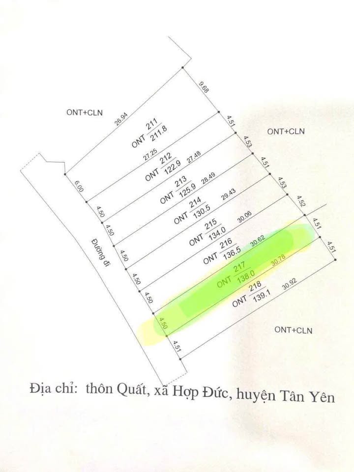Đất nền Hợp Đức, Tân Yên, Bắc Giang 137.9m² - Đường ô tô vào tận nơi!