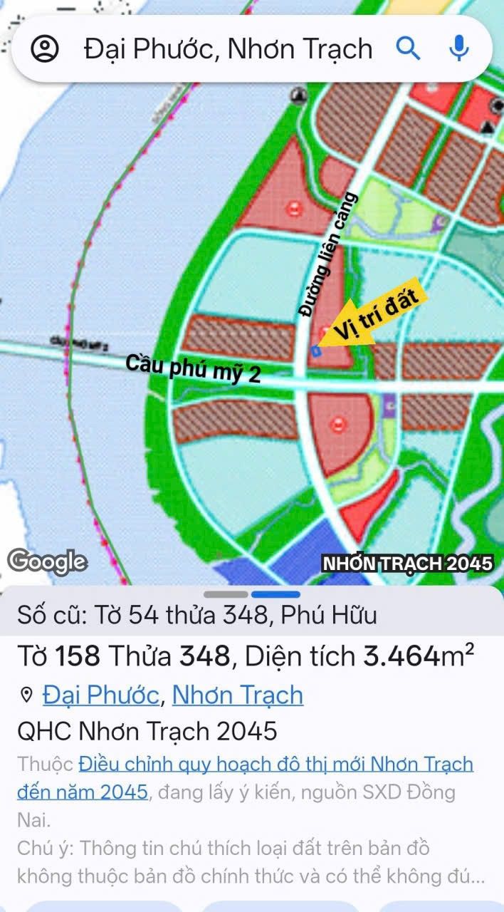 Đất nền Phú Hữu Nhơn Trạch 3464m² giá 9.396 tỷ - Vị trí đắc địa gần cầu Phú Mỹ