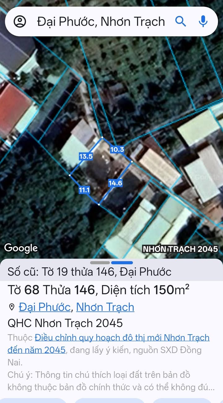 Đất nền xã Đại Phước, Nhơn Trạch 150m² giá 1.375 tỷ - Sổ hồng chính chủ!