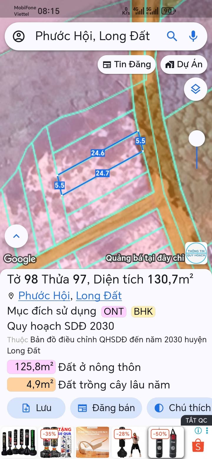Đất nền Phước Hải, Đất Đỏ 132m² giá thỏa thuận - Mặt tiền đường nhựa thuận lợi!