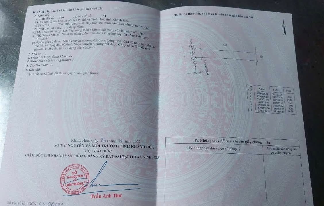 Đất nền Buôn Lác Ninh Tây, Ninh Hòa 736m² giá 370 triệu - Đường ô tô vào tận nơi!