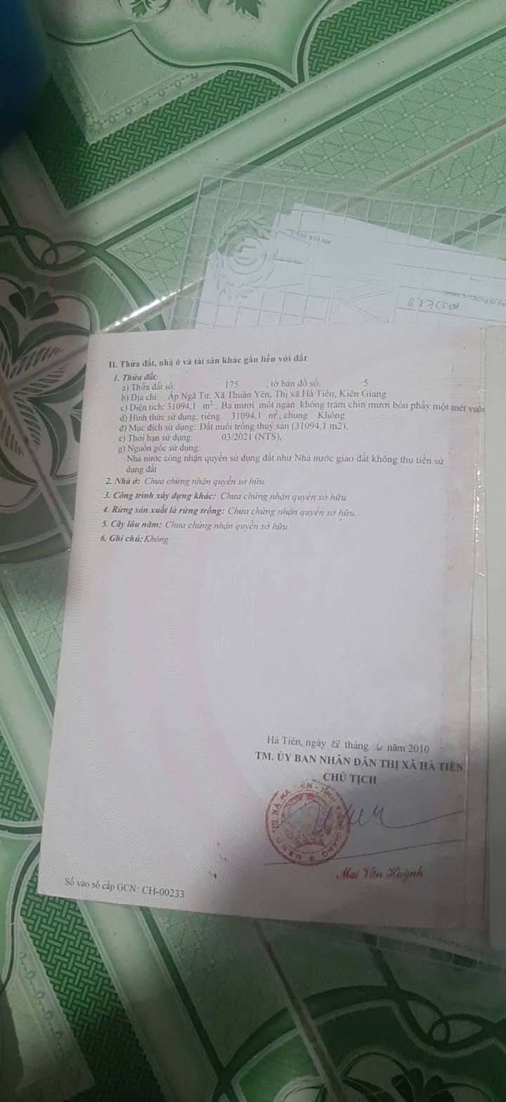 Đất ở phường Tô Châu, Hà Tiên, 31.000m², giá 1.6 tỷ - Cơ hội đầu tư vàng!