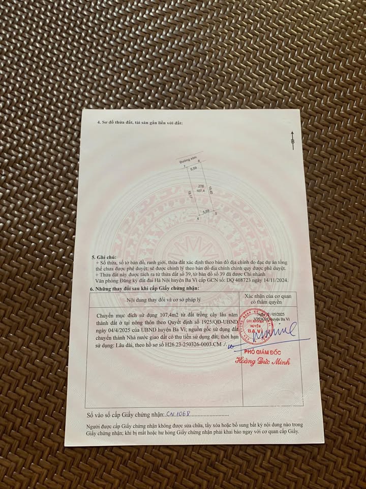 Đất thổ cư Phú Sơn, Ba Vì 107m² giá 1 tỷ - Đầu tư sinh lời tốt!