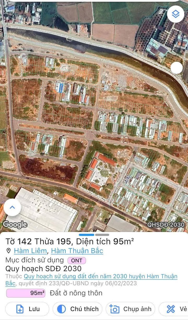 Đất thổ cư xã Hàm Liêm 95m² giá 1.33 tỷ - Gần trung tâm Phan Thiết!