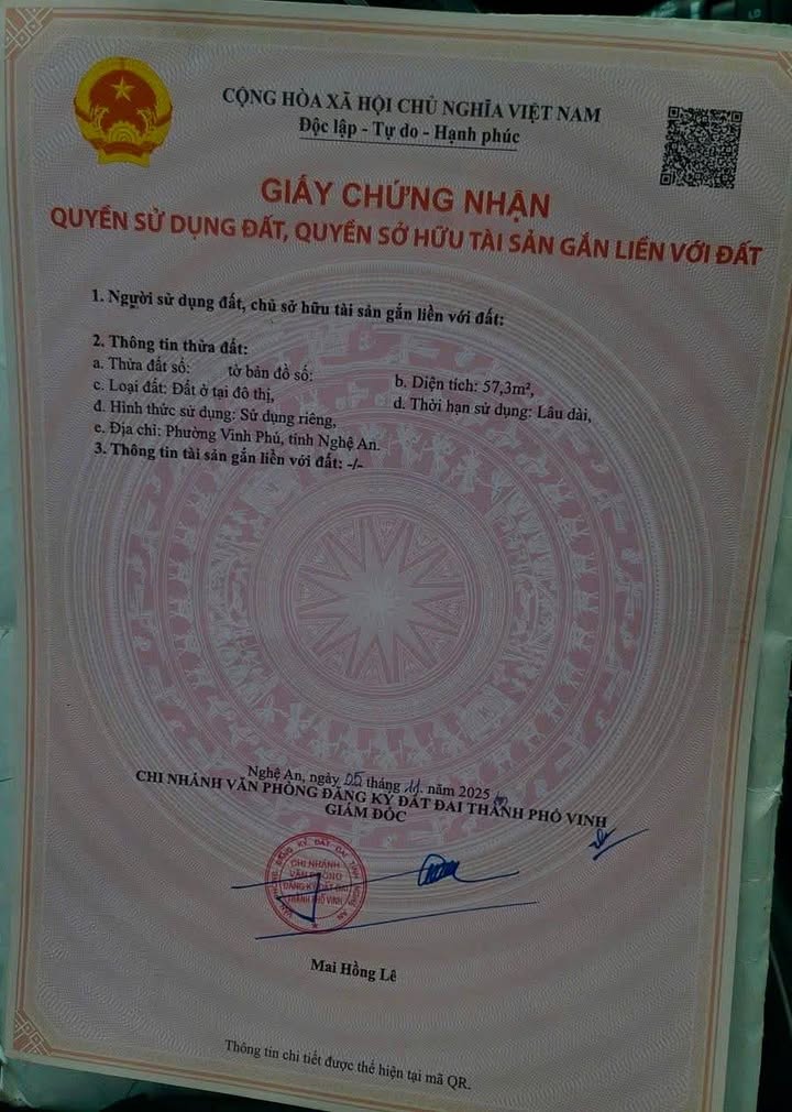 Đất Nghi Đức, Vinh 60m² giá 1.7 tỷ - Hướng Đông mát mẻ, ô tô vào tận nơi!