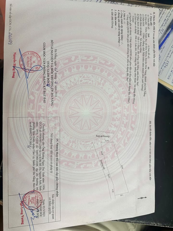 Đất ở Hòa Nhơn, Đà Nẵng 159m² giá chỉ 700 triệu - Sổ hồng chính chủ!