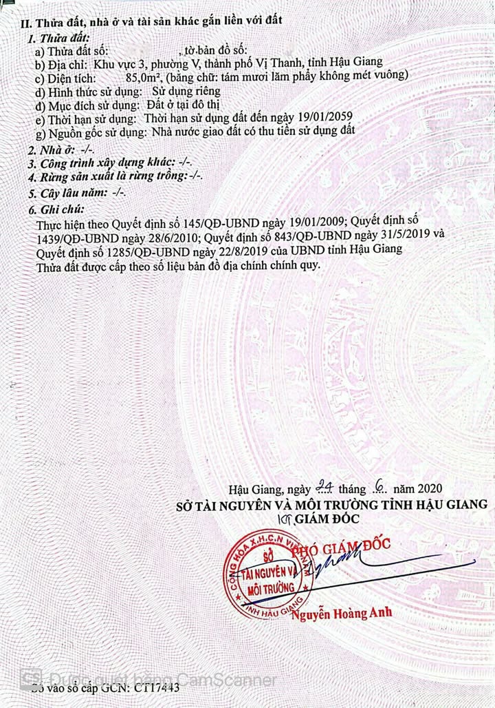 Đất thổ cư 85m² tại trung tâm TP Vị Thanh - Giá chỉ 1 tỷ, đầu tư lý tưởng!