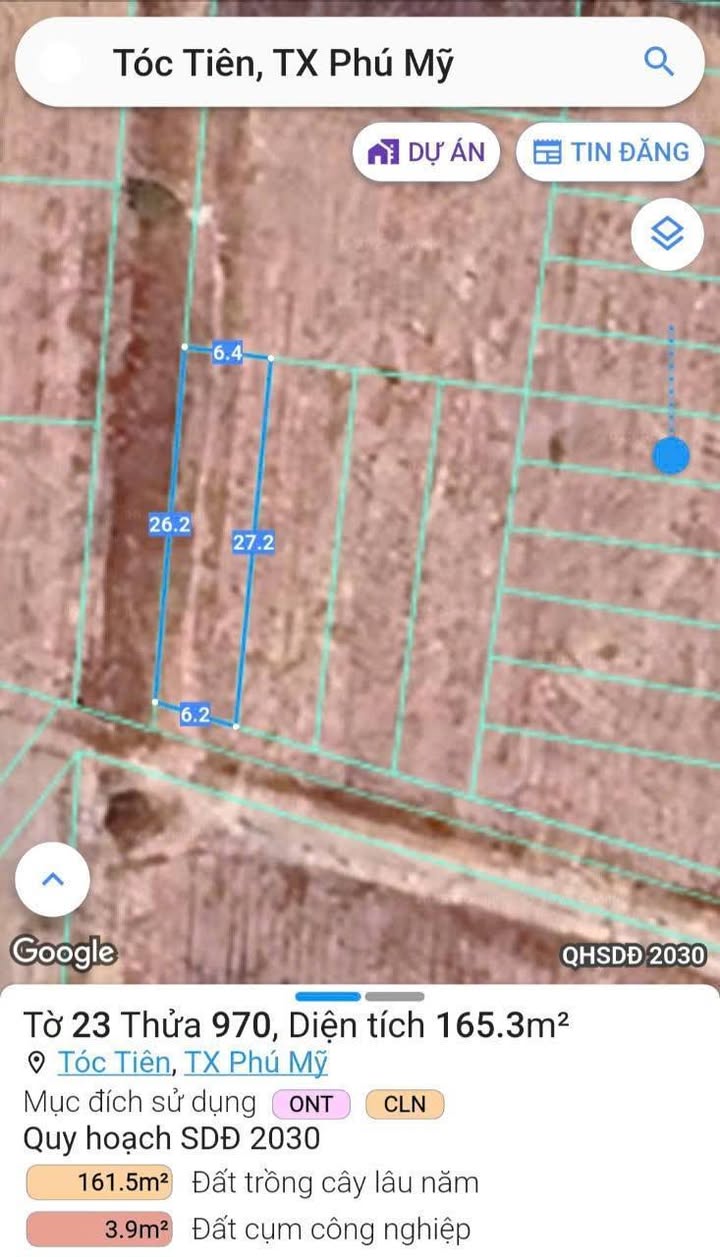 Đất thổ cư 167m² Tóc Tiên, Phú Mỹ giá chỉ 1.25 tỷ - Lô góc 2 mặt tiền!