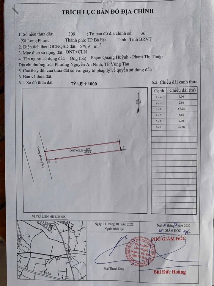 Lô đất mặt tiền HL2, Phường Tam Long, Bà Rịa 679m² - Cơ hội đầu tư sinh lời!