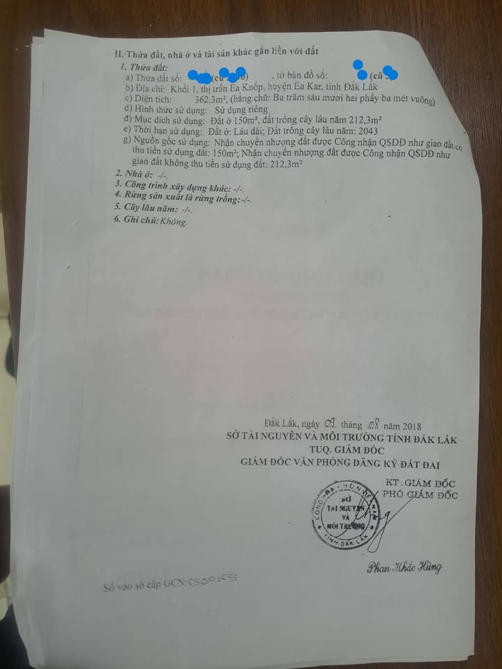 Đất thổ cư chính chủ tại thị trấn Ea Knốp, Đắk Lắk 362,3m² - Giá chỉ 1,5 tỷ!