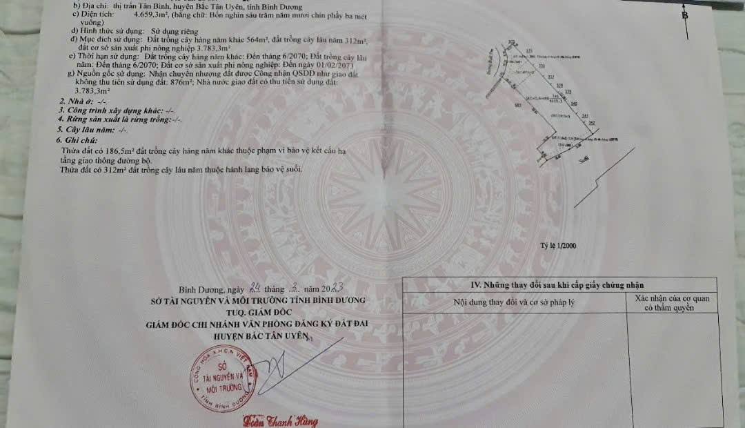 Đất SKC Vĩnh Tân Tân Uyên 4600m² giá 10 tỷ - Đầu tư sinh lời hấp dẫn!