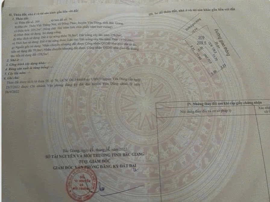 Đất nền Đồng Phúc, Yên Dũng 209m² - Đất 2 mặt tiền, pháp lý rõ ràng!