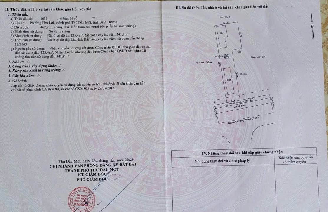 Đất mặt tiền Lê Hồng Phong, Phú Lợi 467m² - Cơ hội đầu tư tuyệt vời!