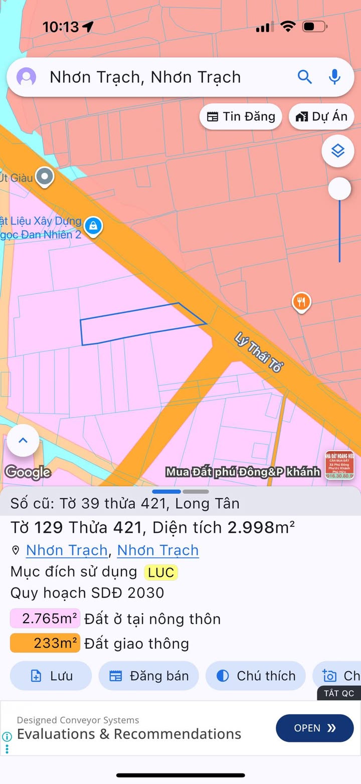Đất nền mặt tiền Lý Thái Tổ Nhơn Trạch 2998m² giá 17.089 tỷ - Cơ hội đầu tư tuyệt vời!