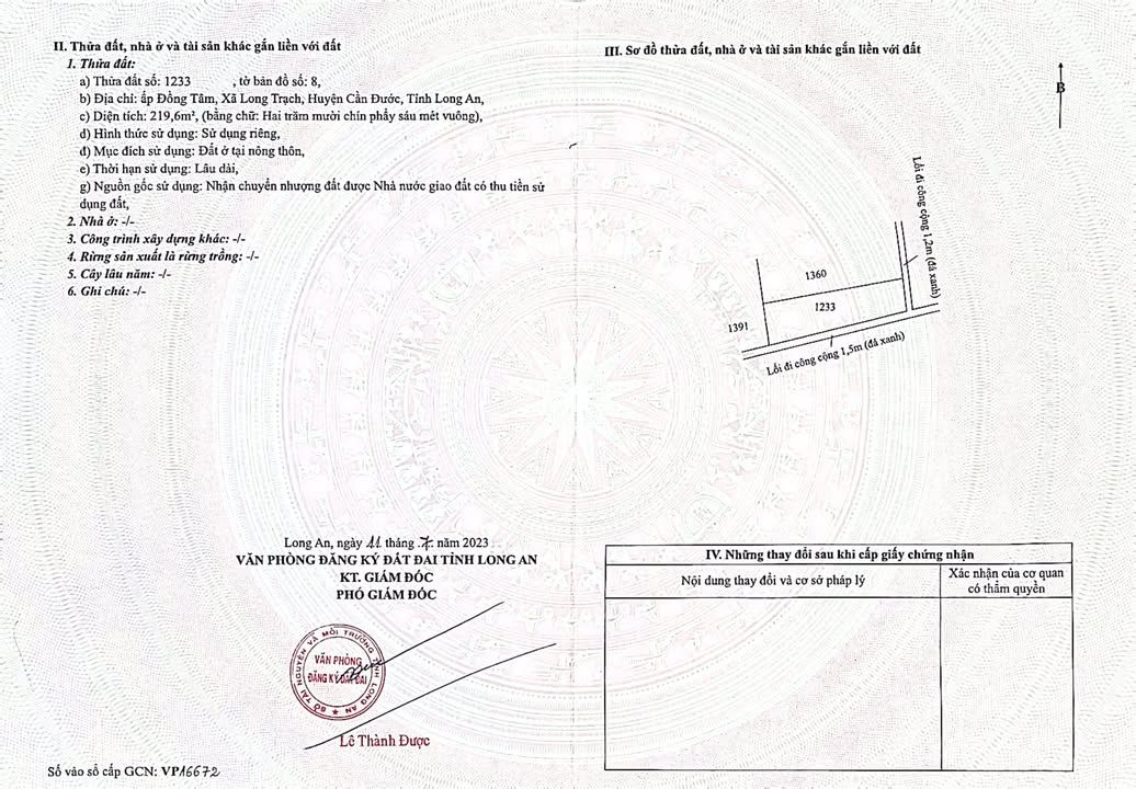 Lô đất góc 2 mặt tiền 220m² Long Trạch, Cần Đước - Giá 2.65 tỷ, đầu tư sinh lời!