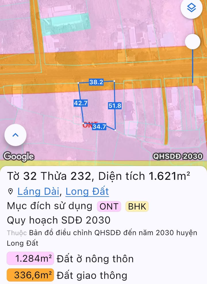 Đất nền mặt tiền Quốc Lộ 55, Láng Dài, 1600m² chỉ 7.5 tỷ - Cơ hội đầu tư vàng!