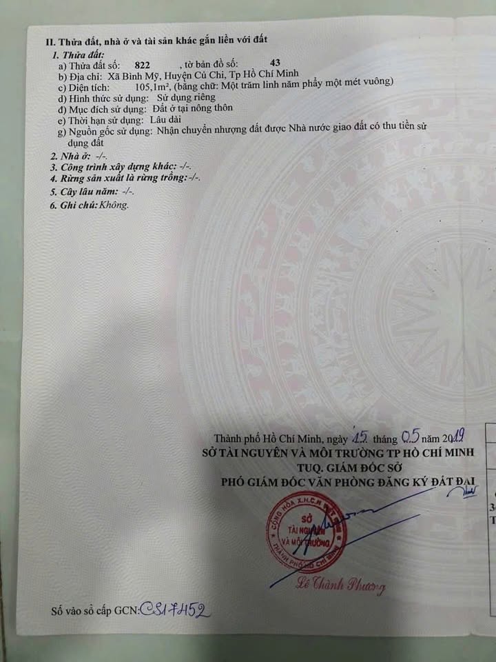 Đất thổ cư 105m² Bình Mỹ, Củ Chi giá 2.15 tỷ - Đường ô tô vào tận nơi!