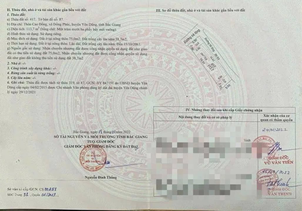 Đất thổ cư Đồng Việt, Yên Dũng 113,7m² giá chỉ hơn 1 tỷ - Lô góc hai mặt tiền!