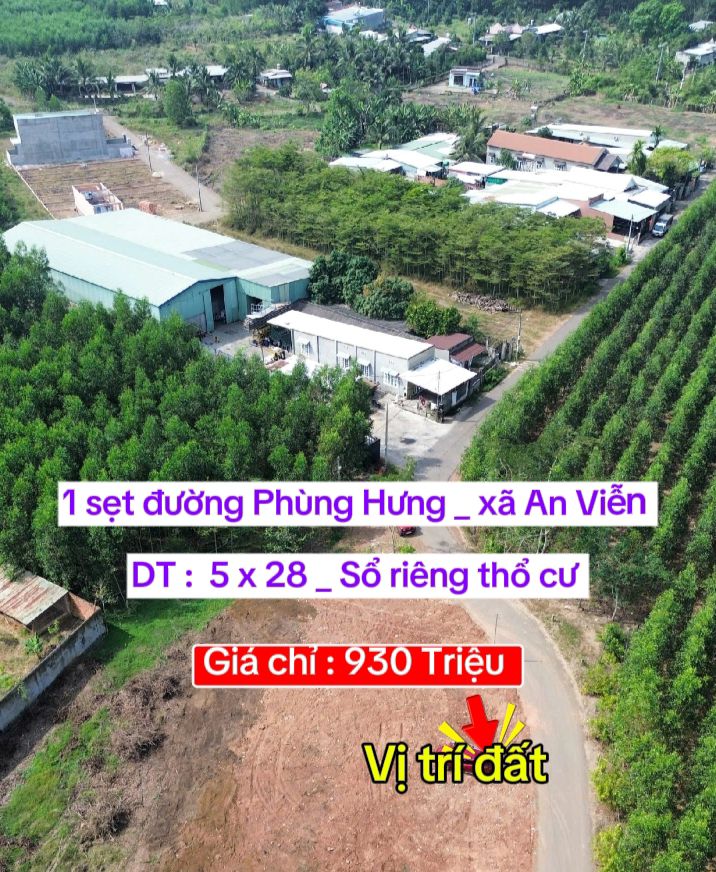 Đất thổ cư An Viễn, Trảng Bom 140m², giá chỉ 930 triệu - Sổ riêng chính chủ!