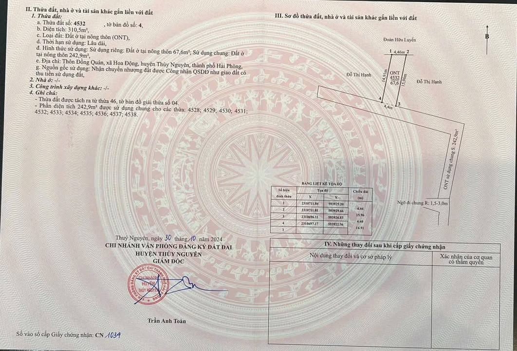 Đất nền Hoa Động, Thủy Nguyên 69m² giá 1.4 tỷ - Ô tô đỗ cửa, cam kết không lỗi