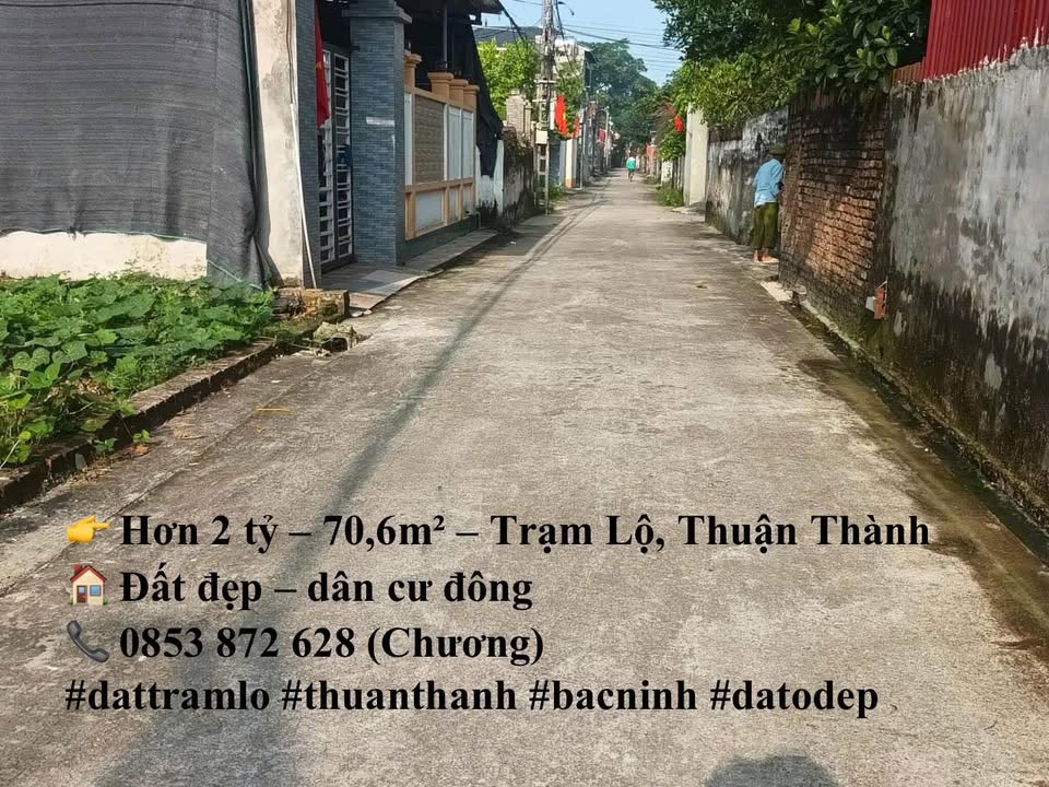 Đất nền phường Trạm Lộ, Thuận Thành 70.6m² giá 2 tỷ - Cơ hội đầu tư hấp dẫn!