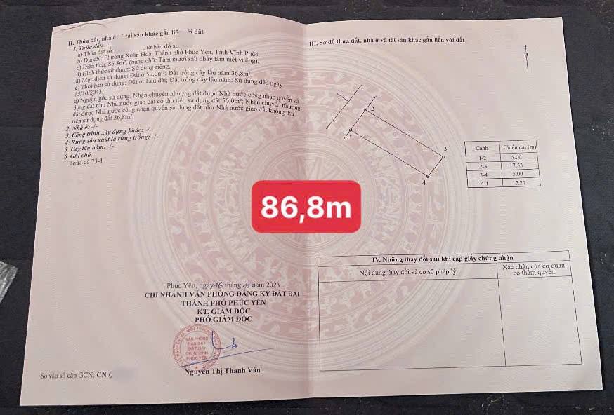 Đất nền Xuân Hoà, Phúc Yên 87m² giá 2 tỷ - Đường ô tô vào tận nơi!