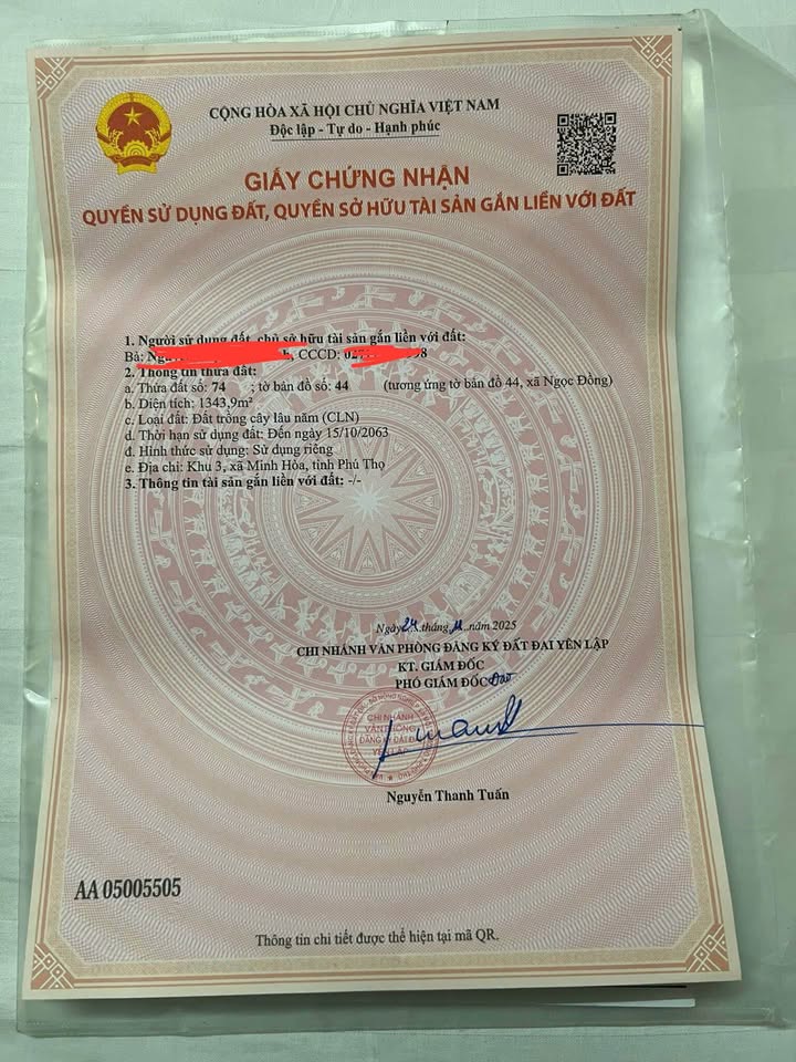 Đất trồng cây lâu năm tại Minh Hoà, Yên Lập, Phú Thọ 1343m² - Giá chỉ 400 triệu!